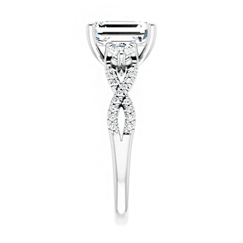 14K White Gold 8x6 mm Moissanite Engagement Ring