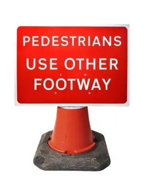 600x450mm Cone Sign - Pedestrians Look Both Ways - 7017