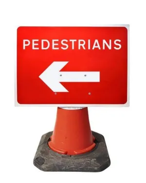 600x450mm Cone Sign - Pedestrians with Arrow Left - 7018