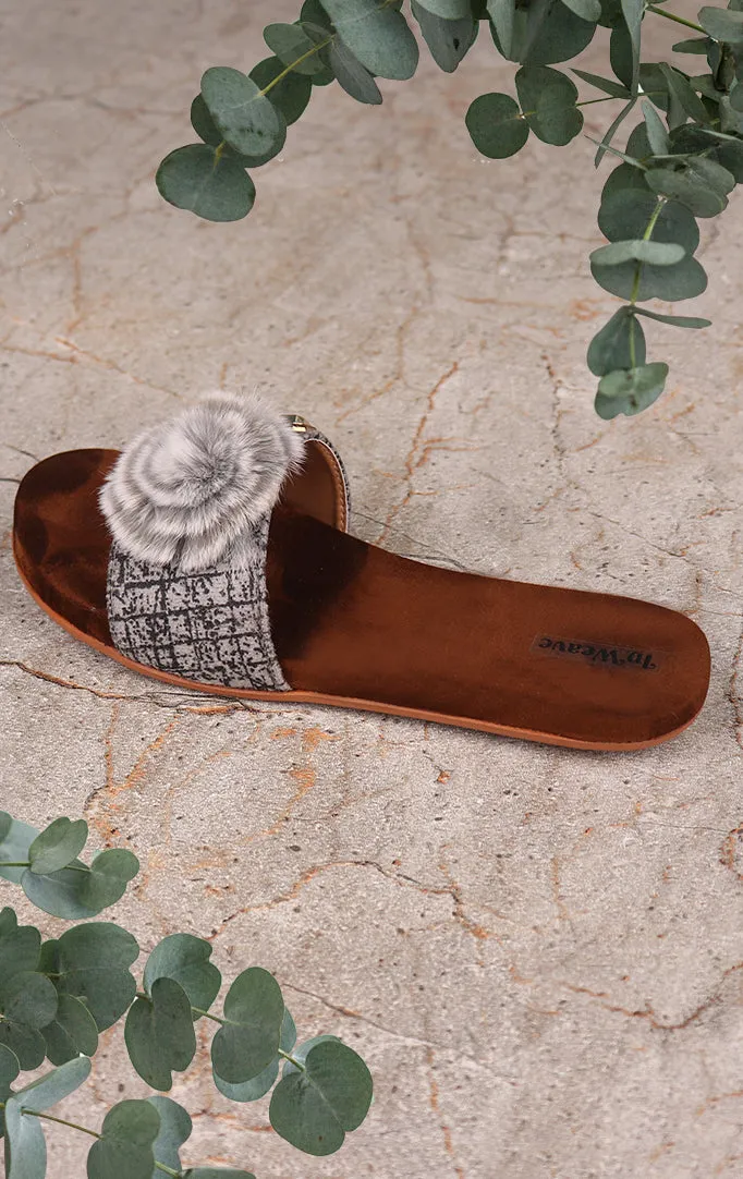 A Furry Friend Flat Sandals In  Grey