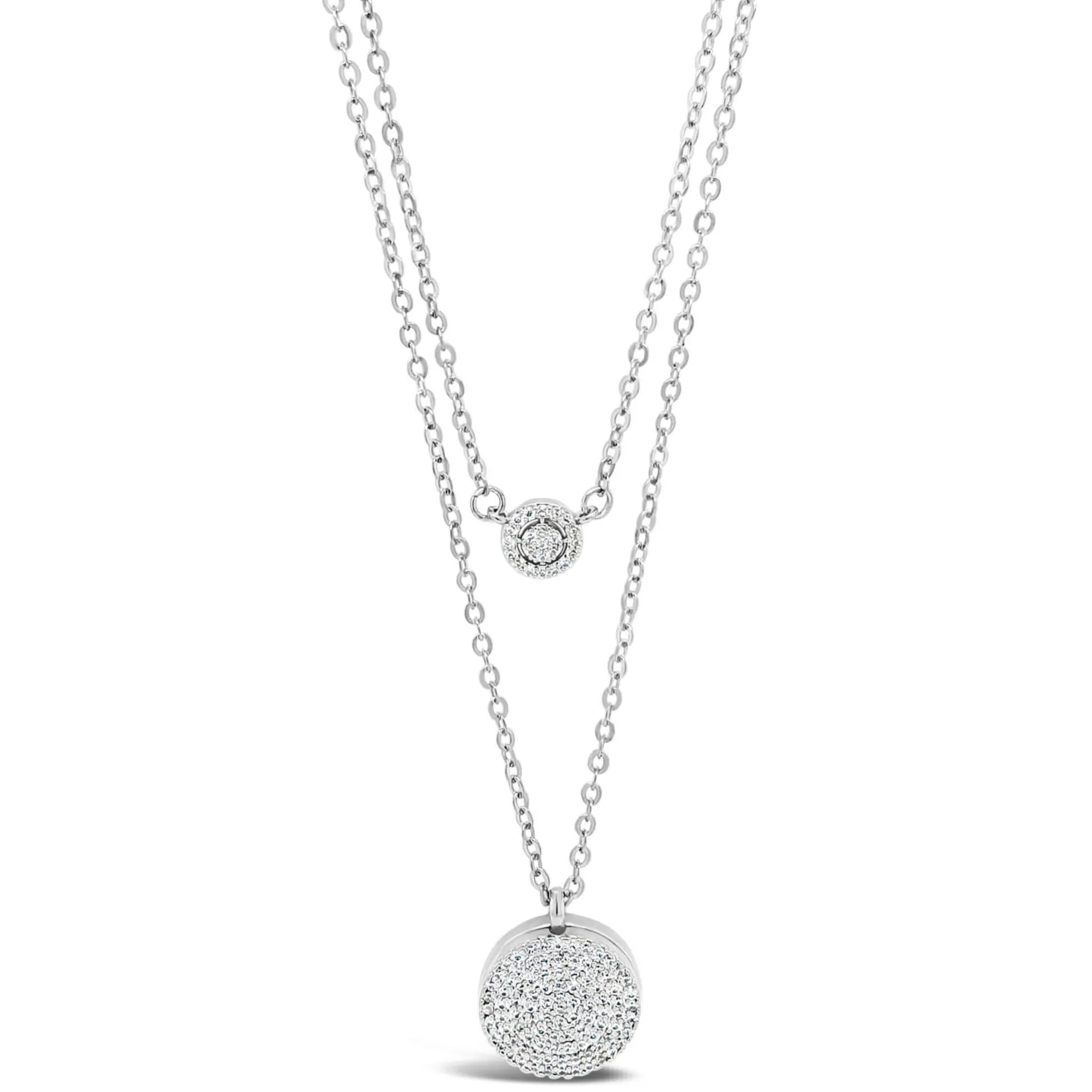Absolute Silver Locket Double Layer Necklace