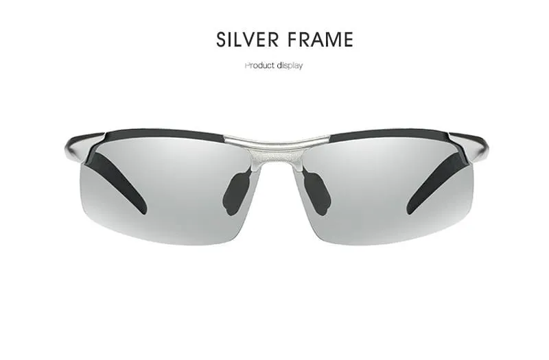 Aluminum Rimless Photochromic Sunglasses Men Polarized Day Night Driving Glasses Chameleon Anti-Glare gafas de sol hombre