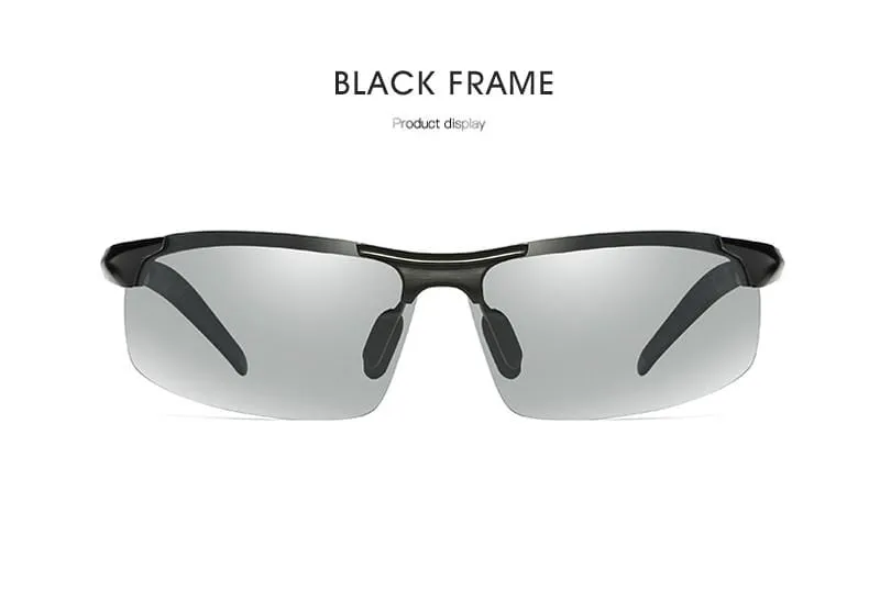 Aluminum Rimless Photochromic Sunglasses Men Polarized Day Night Driving Glasses Chameleon Anti-Glare gafas de sol hombre