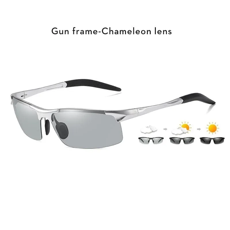 Aluminum Rimless Photochromic Sunglasses Men Polarized Day Night Driving Glasses Chameleon Anti-Glare gafas de sol hombre