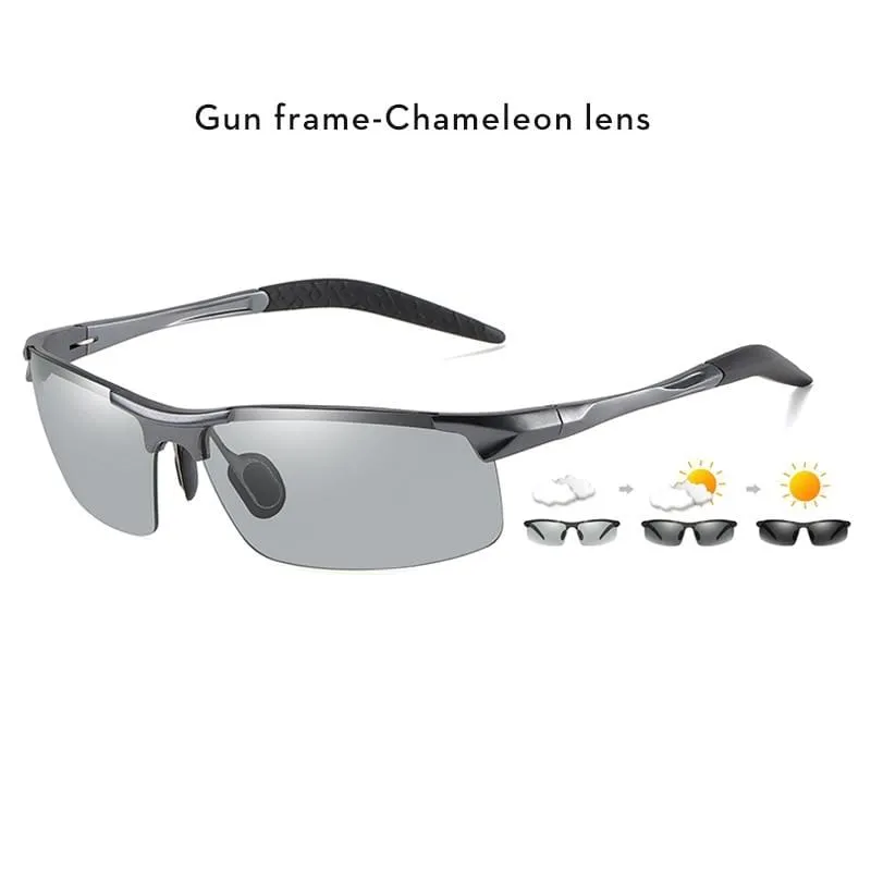 Aluminum Rimless Photochromic Sunglasses Men Polarized Day Night Driving Glasses Chameleon Anti-Glare gafas de sol hombre