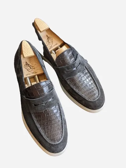 Ascot Sunseeker - Black Crocodile & Suede