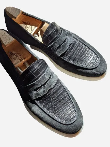 Ascot Sunseeker - Black Crocodile & Suede