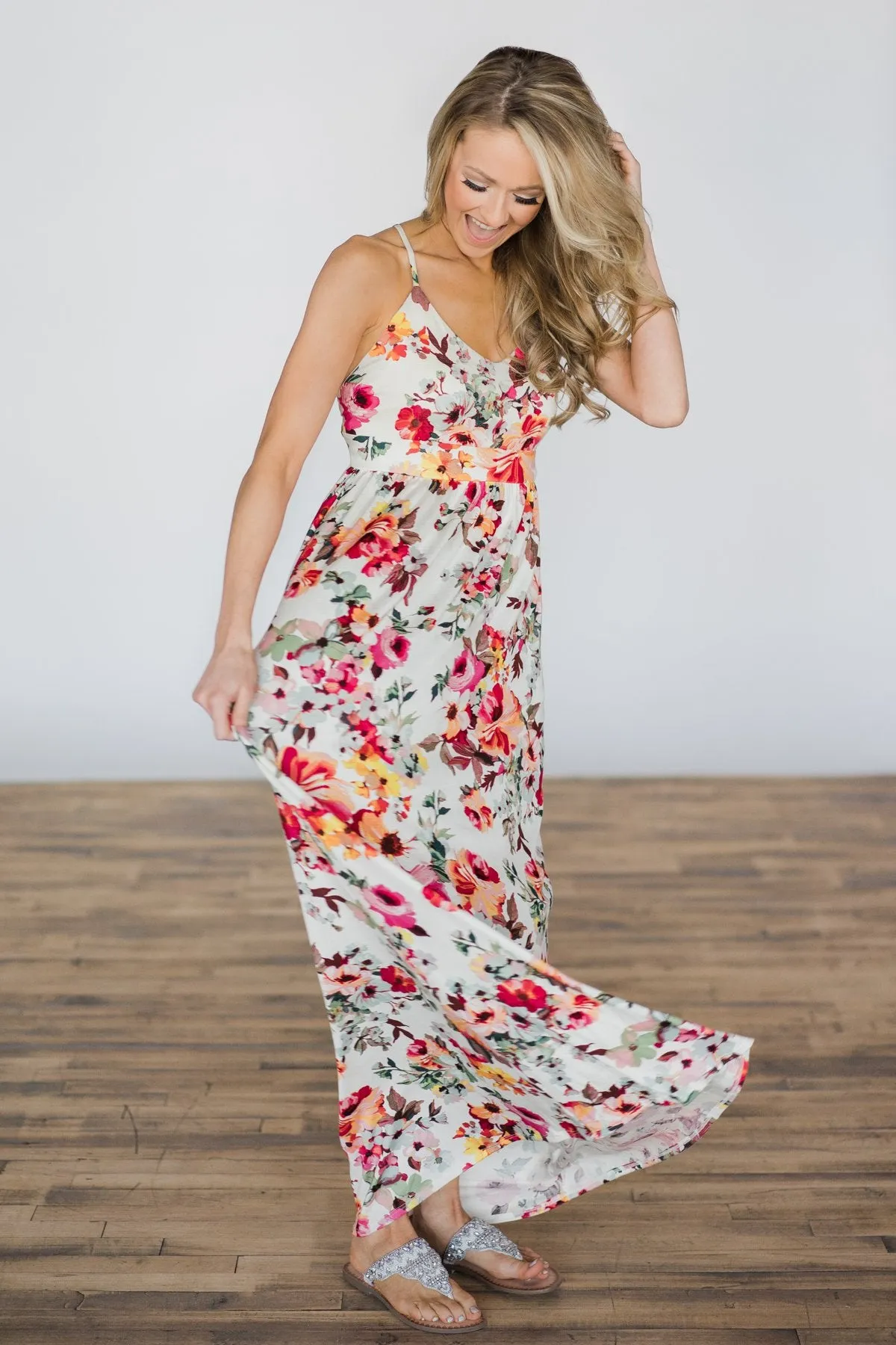Bahama Breeze Floral Maxi Dress ~ Ivory