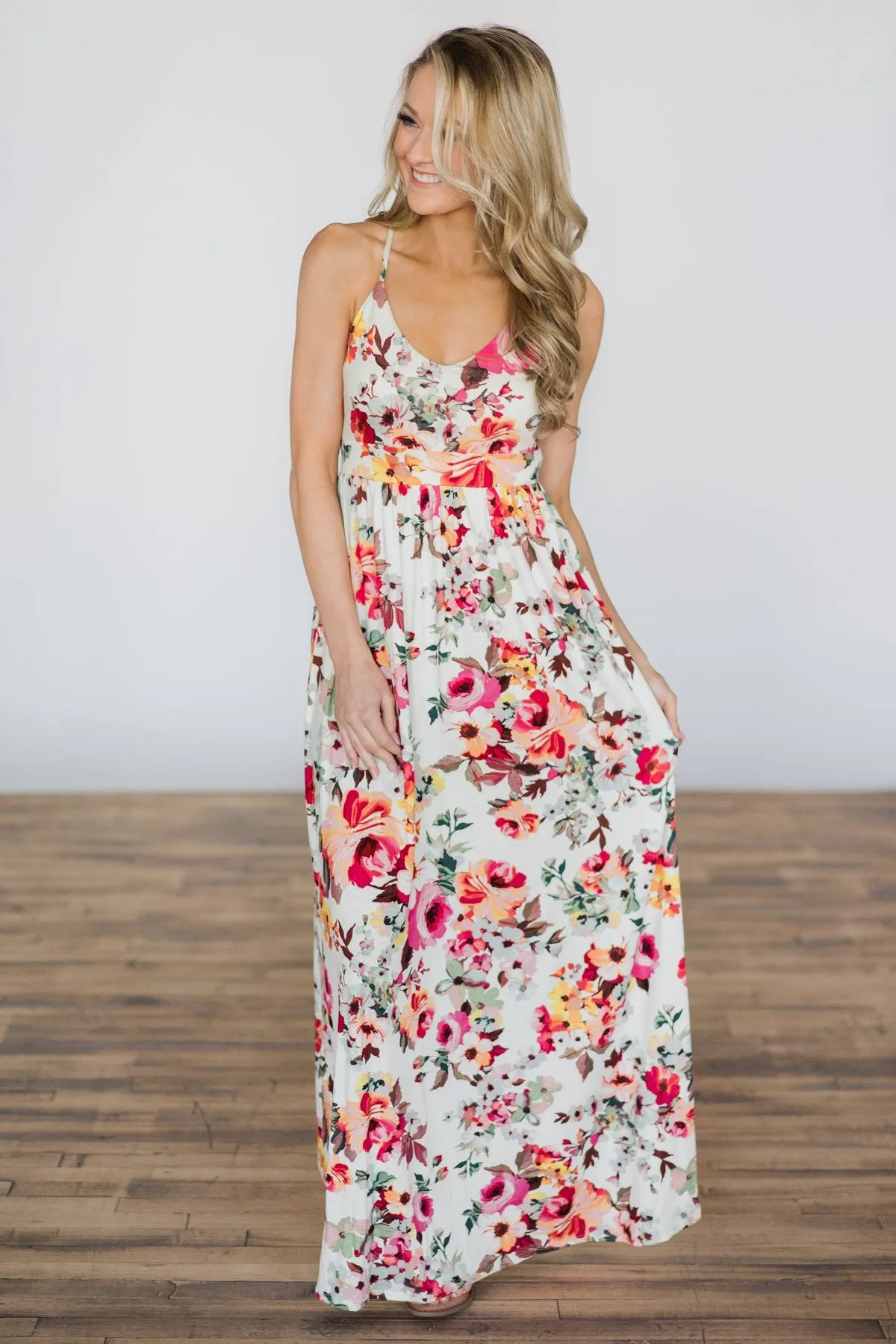 Bahama Breeze Floral Maxi Dress ~ Ivory