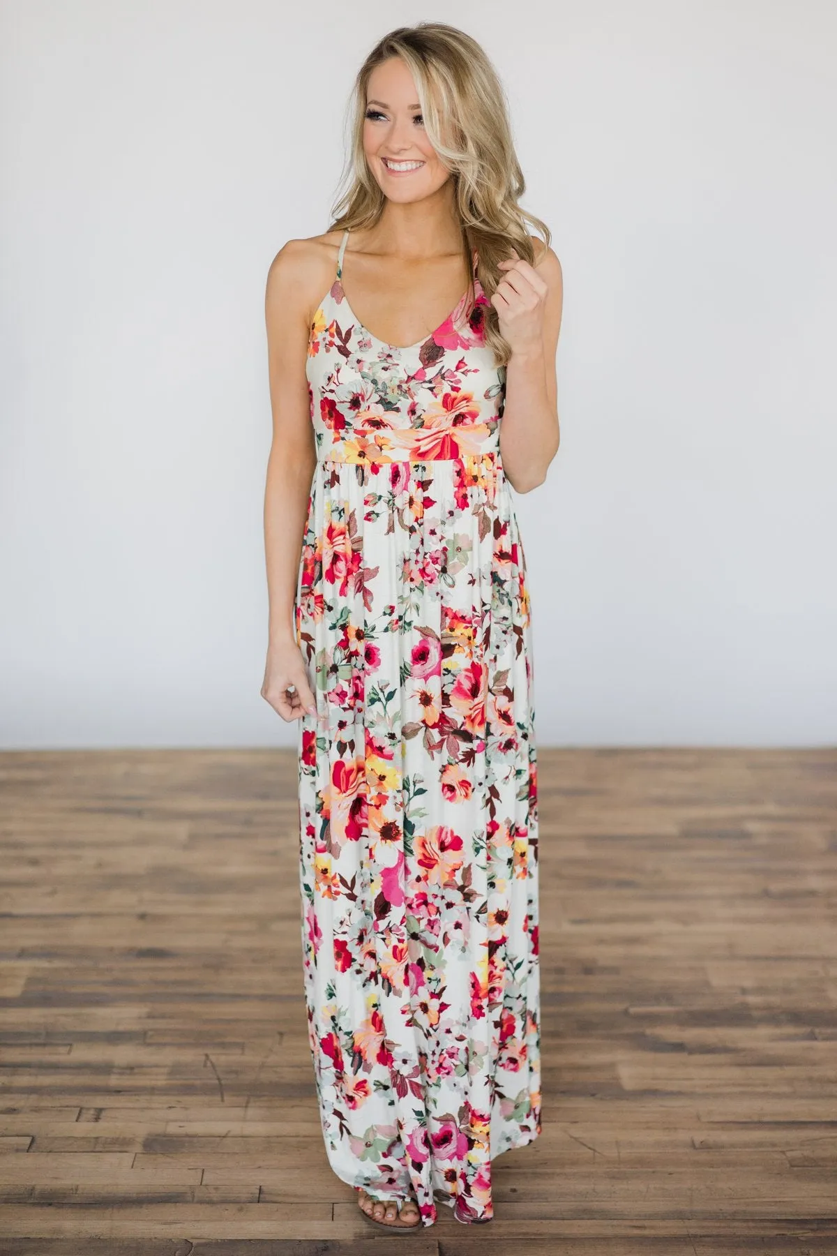 Bahama Breeze Floral Maxi Dress ~ Ivory