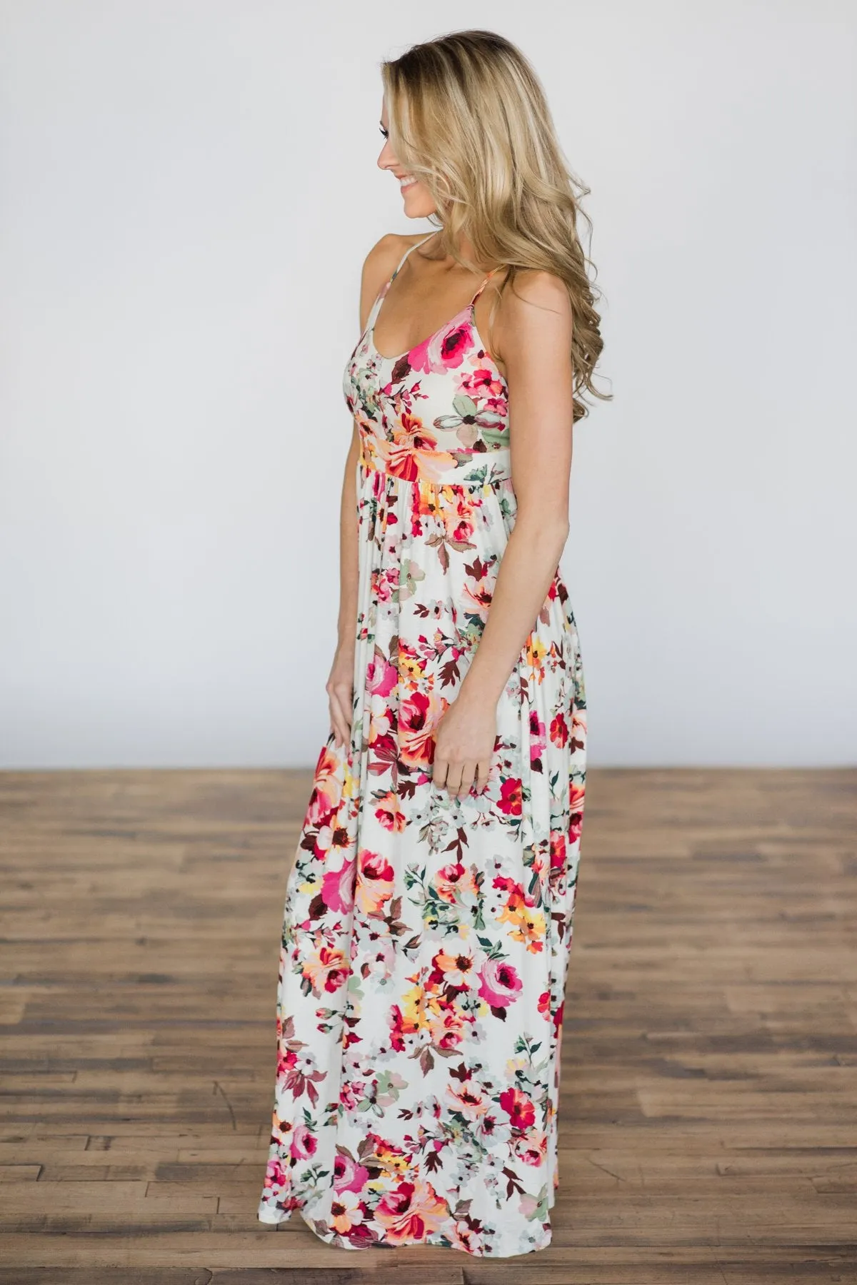 Bahama Breeze Floral Maxi Dress ~ Ivory