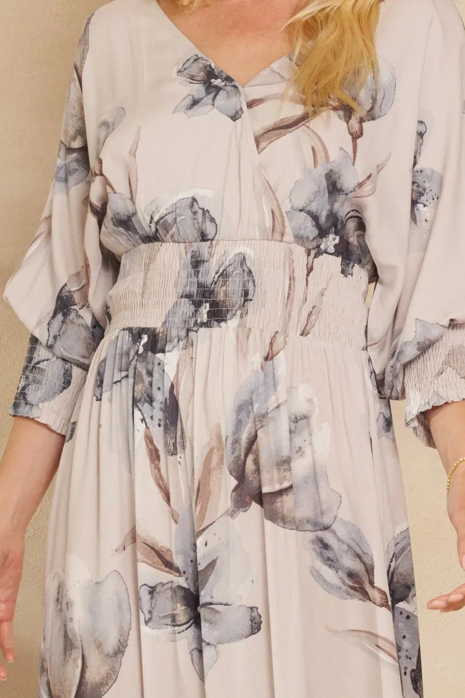 BiBi Floral Print Open Tie Back Maxi Dress