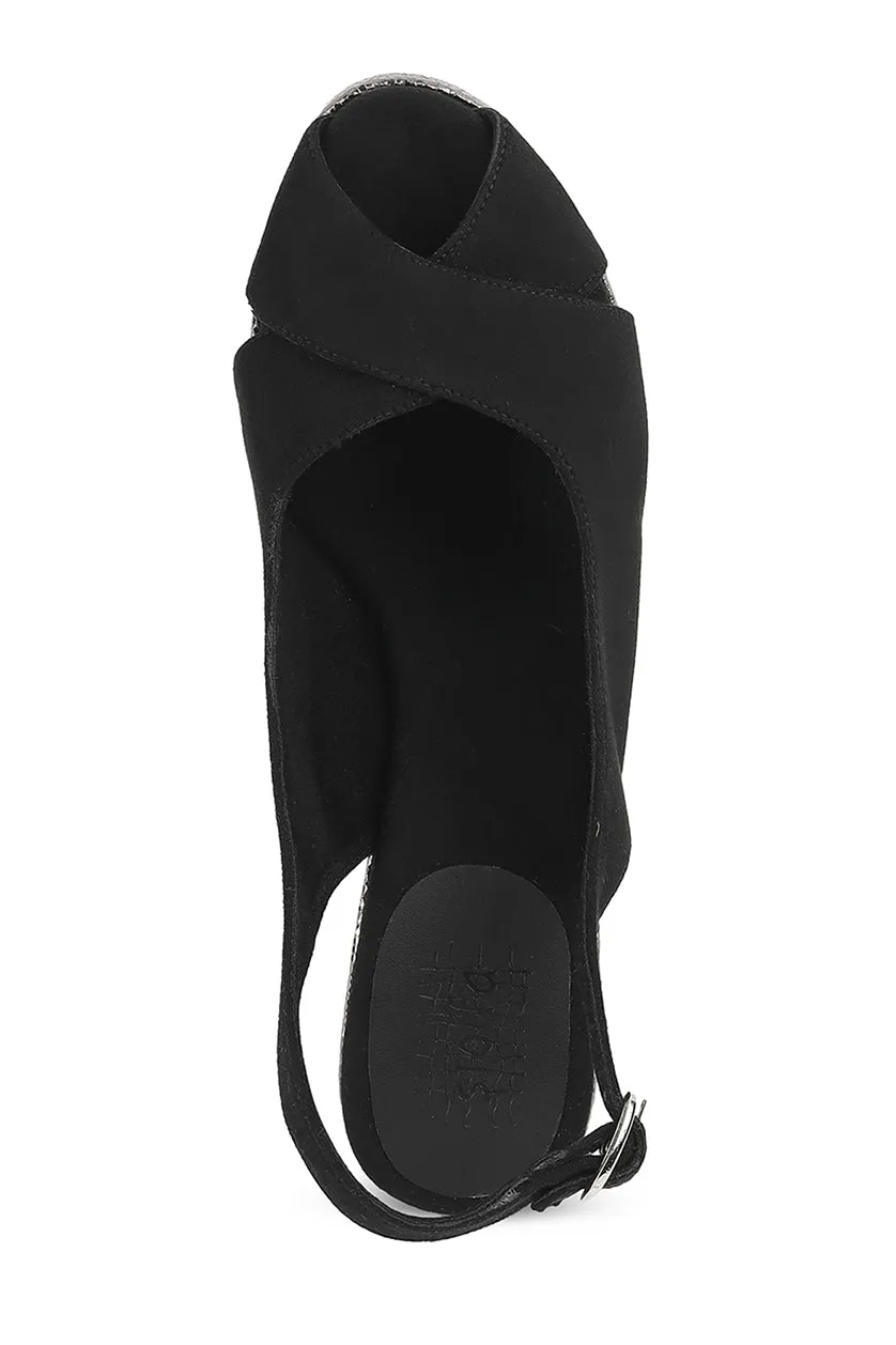 Black Peeptoe Backstrap Wedges
