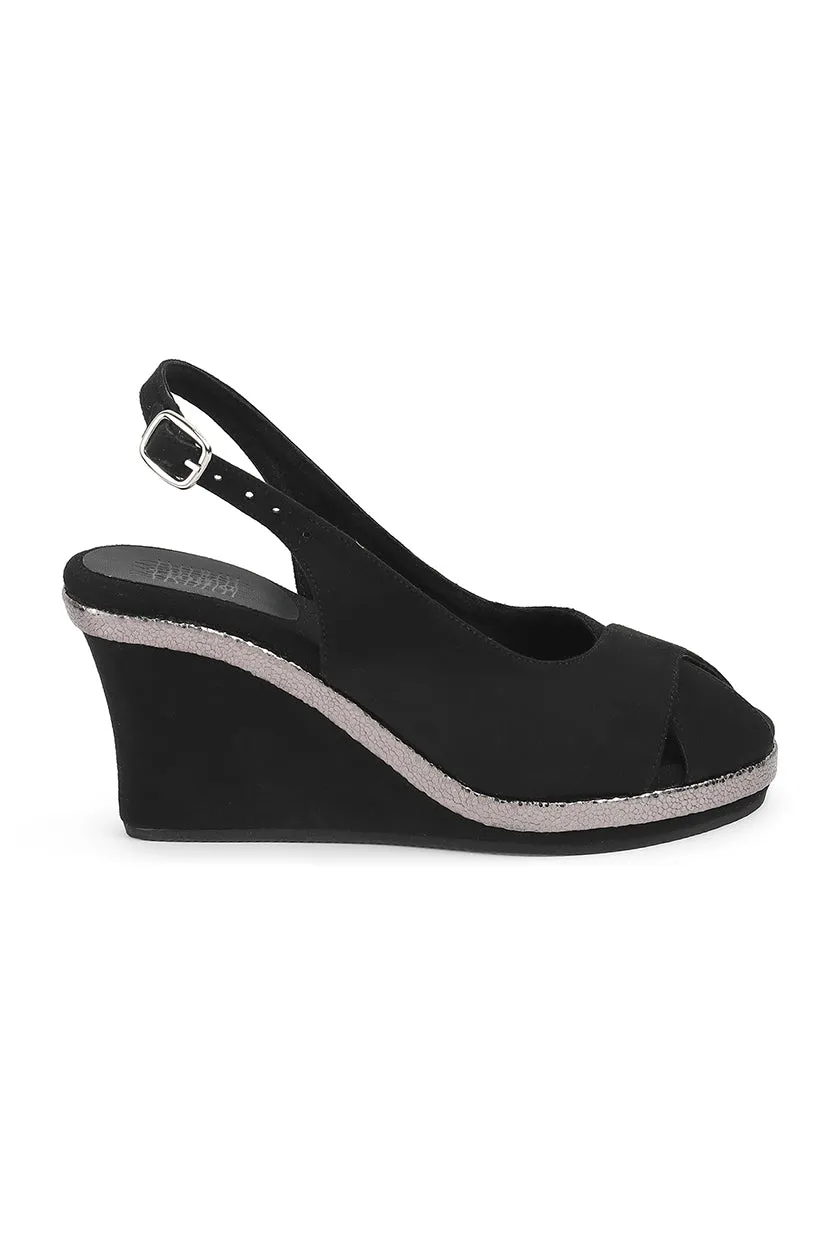 Black Peeptoe Backstrap Wedges