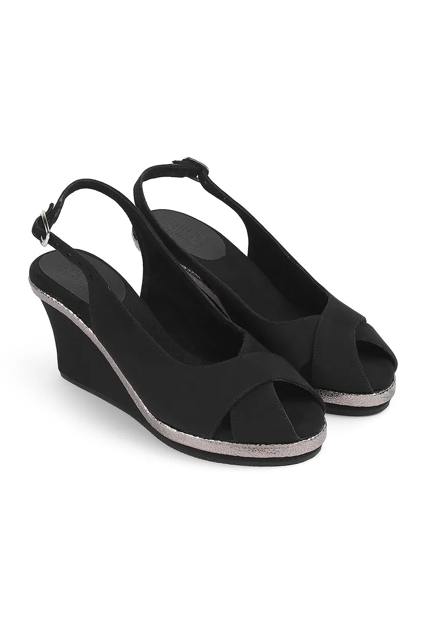 Black Peeptoe Backstrap Wedges