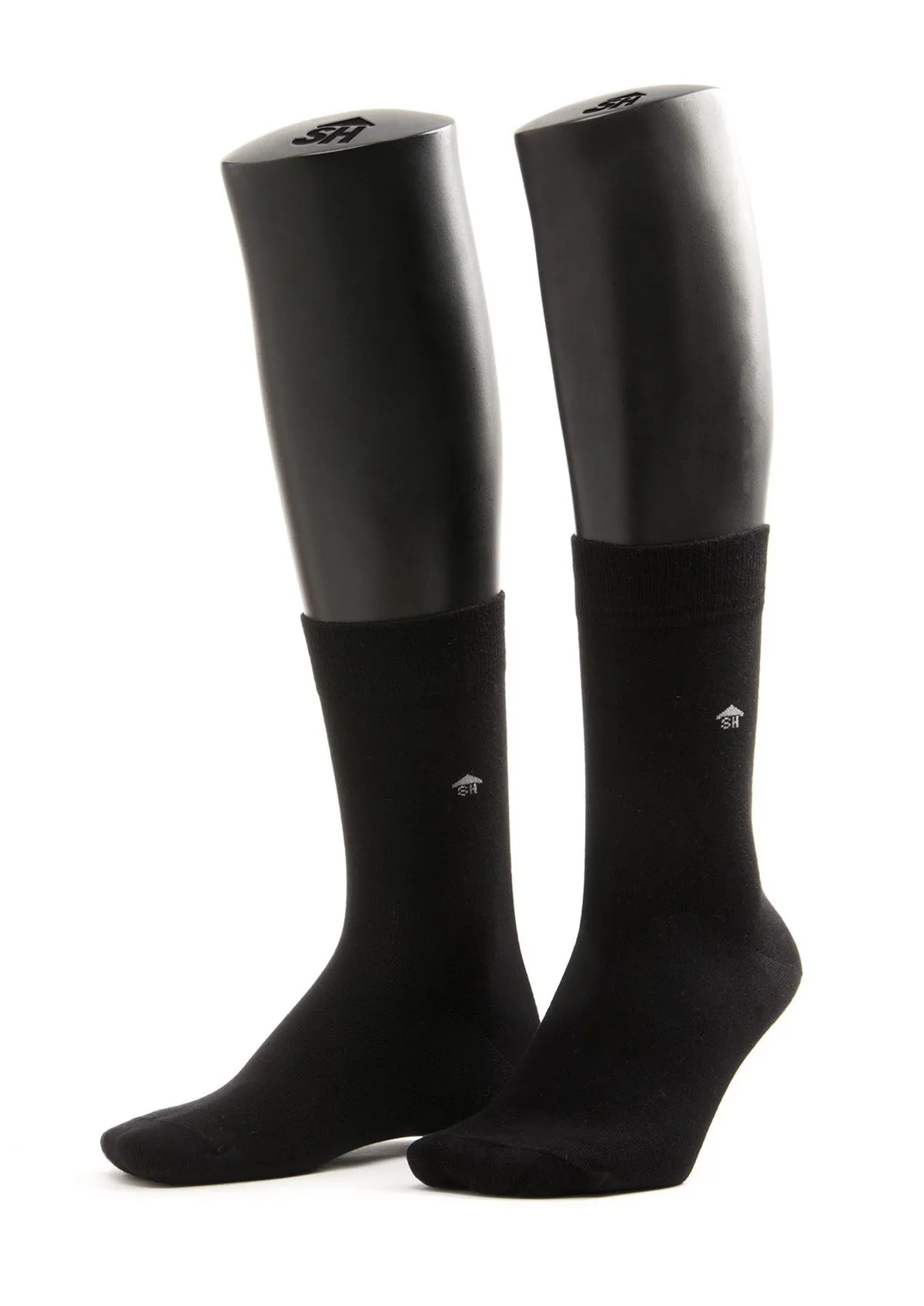 Black Plain Knit Bamboo Socks