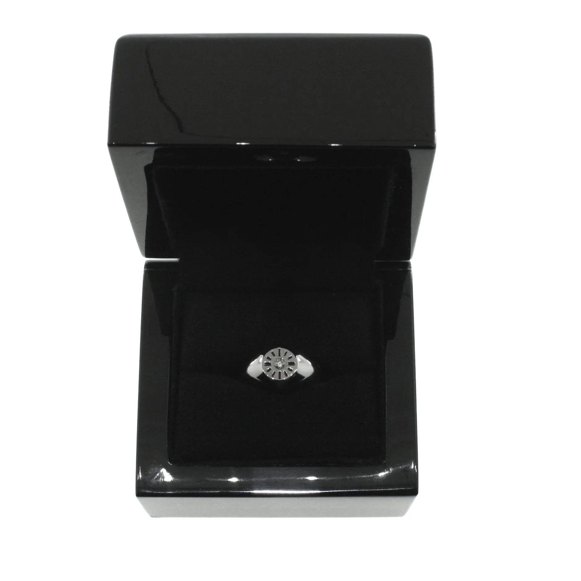 Blackened 14k White Gold Diamond Timeless Signet Ring