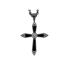 Blackened 18k Gold Diamond Cross Pendant Convent