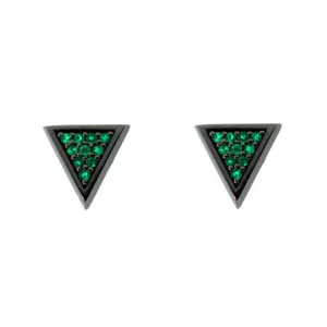 Blackened 18k Gold Tres Puntos Earrings Emerald