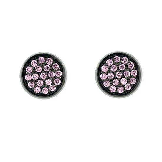 Blackened 18k White Gold Pink Diamond Earrings Redondo