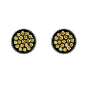 Blackened 18k White Gold Yellow Diamond Earrings Redondo