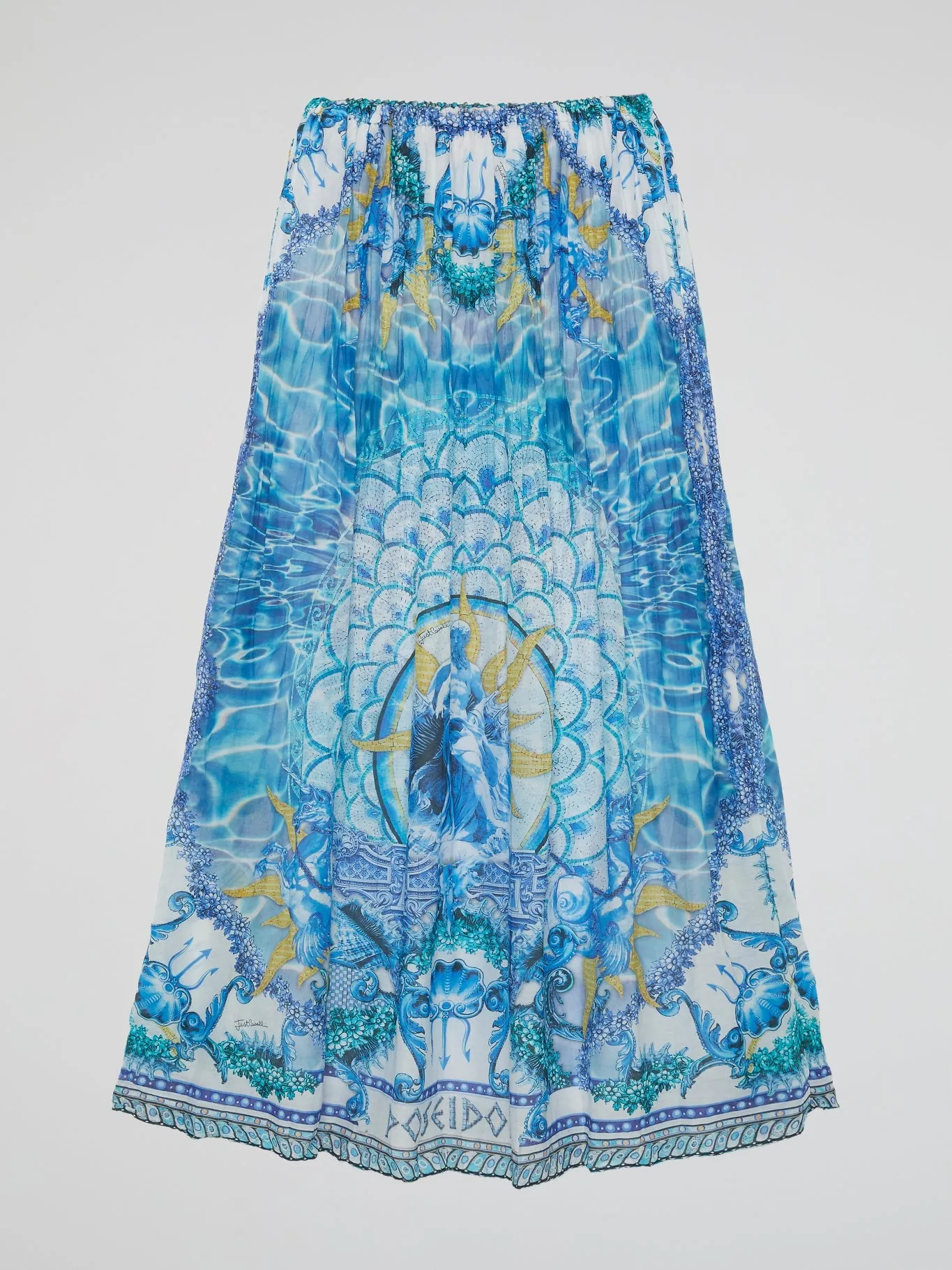 Blue Printed Maxi Skirt
