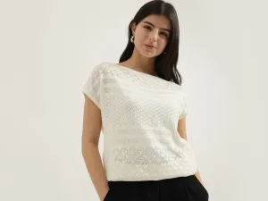 Boat Neck Textured Top