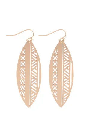 BOAT SHAPED AZTEC FILIGREE BRASS EARRINGS