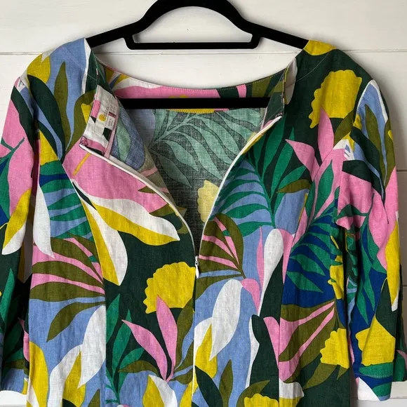 Boden Laurie Linen Shift Dress in Plum Blossom Tropical Flora