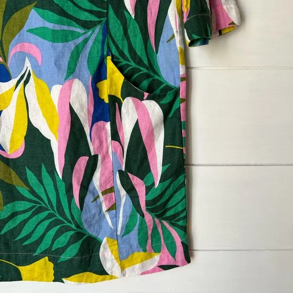 Boden Laurie Linen Shift Dress in Plum Blossom Tropical Flora