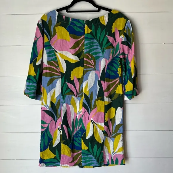 Boden Laurie Linen Shift Dress in Plum Blossom Tropical Flora