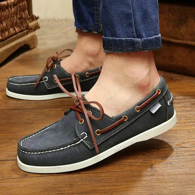 British Style Fashion Men Boat Shoes Spring Autumn Youth Lace Up Casual Comfortable Flat Men Shoes Round Toe Men Shoes
