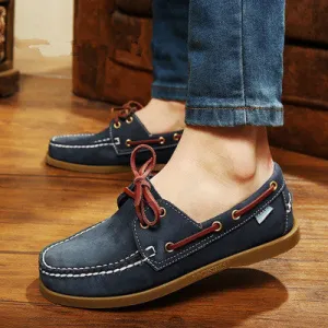 British Style Fashion Men Boat Shoes Spring Autumn Youth Lace Up Casual Comfortable Flat Men Shoes Round Toe Men Shoes