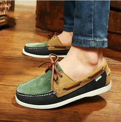 British Style Fashion Men Boat Shoes Spring Autumn Youth Lace Up Casual Comfortable Flat Men Shoes Round Toe Men Shoes