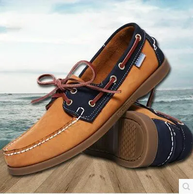 British Style Fashion Men Boat Shoes Spring Autumn Youth Lace Up Casual Comfortable Flat Men Shoes Round Toe Men Shoes