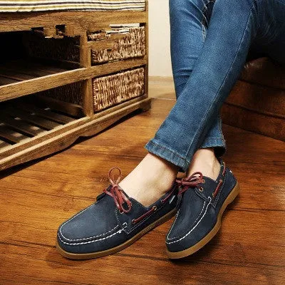 British Style Fashion Men Boat Shoes Spring Autumn Youth Lace Up Casual Comfortable Flat Men Shoes Round Toe Men Shoes