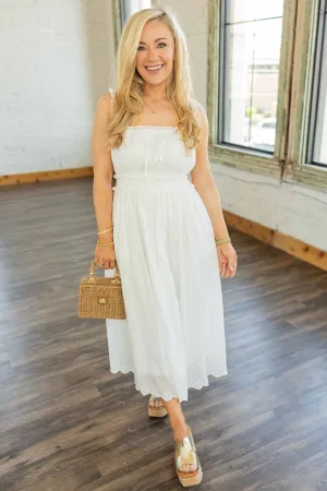 CALLIOPE EYELET COTTON MIDI DRESS