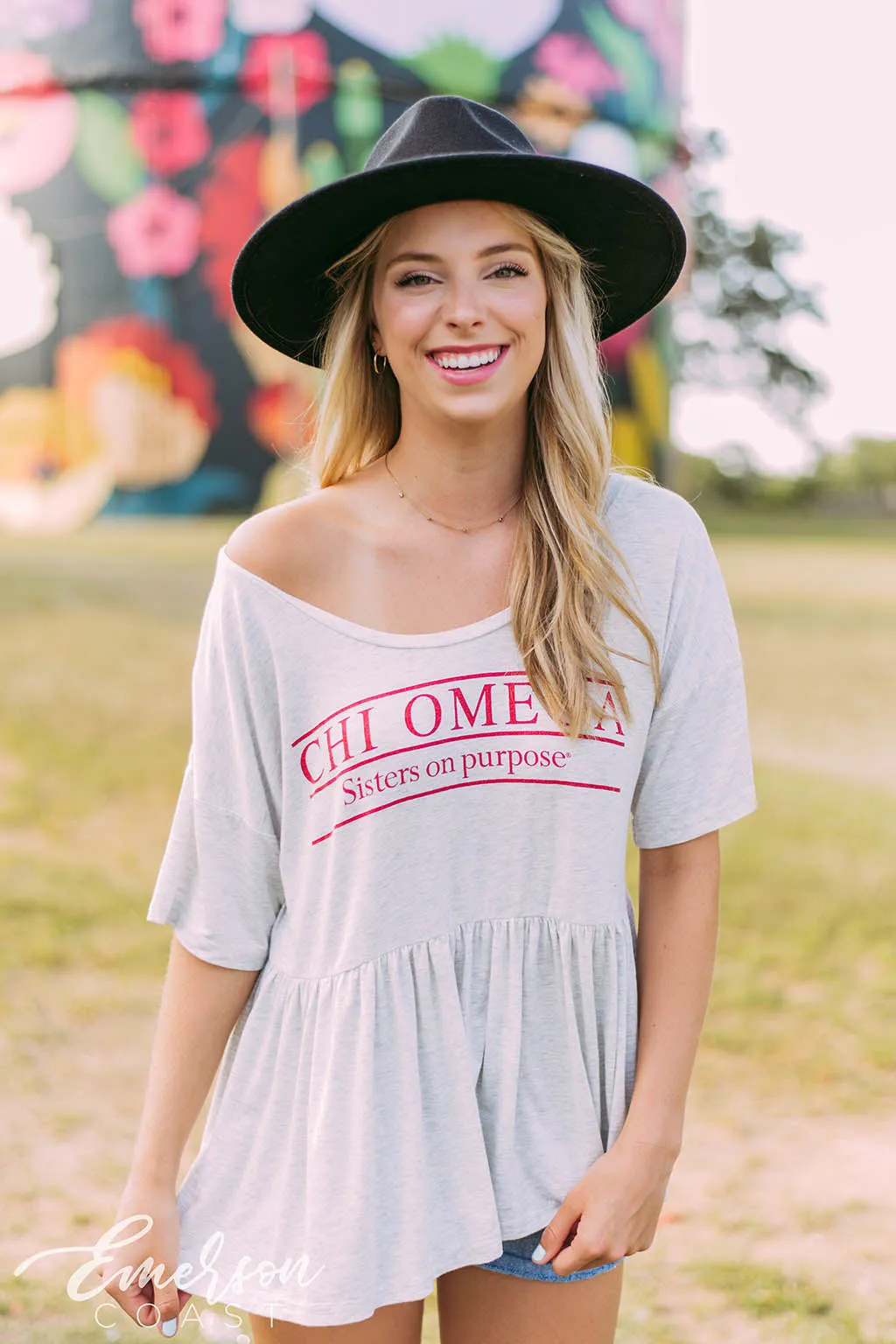Chi O Sisters On Purpose Peplum Tee