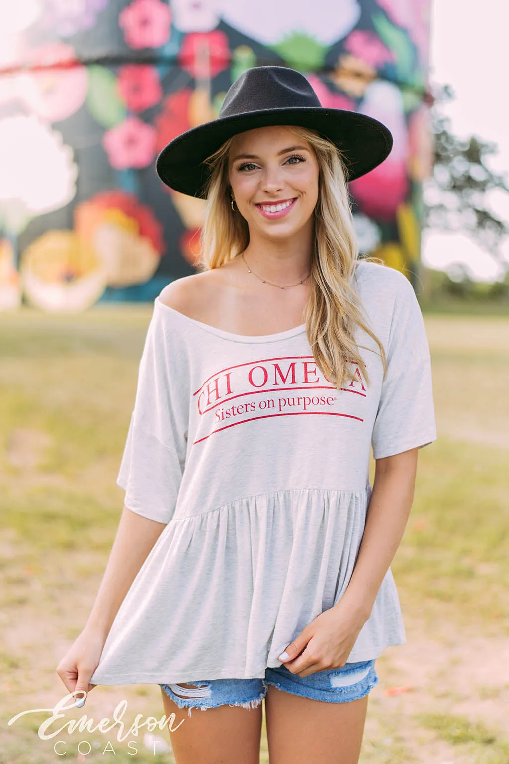 Chi O Sisters On Purpose Peplum Tee