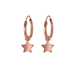 Children's Earrings:  14k Rose Gold over Sterling Silver Sleepers with Flat Star Dangles