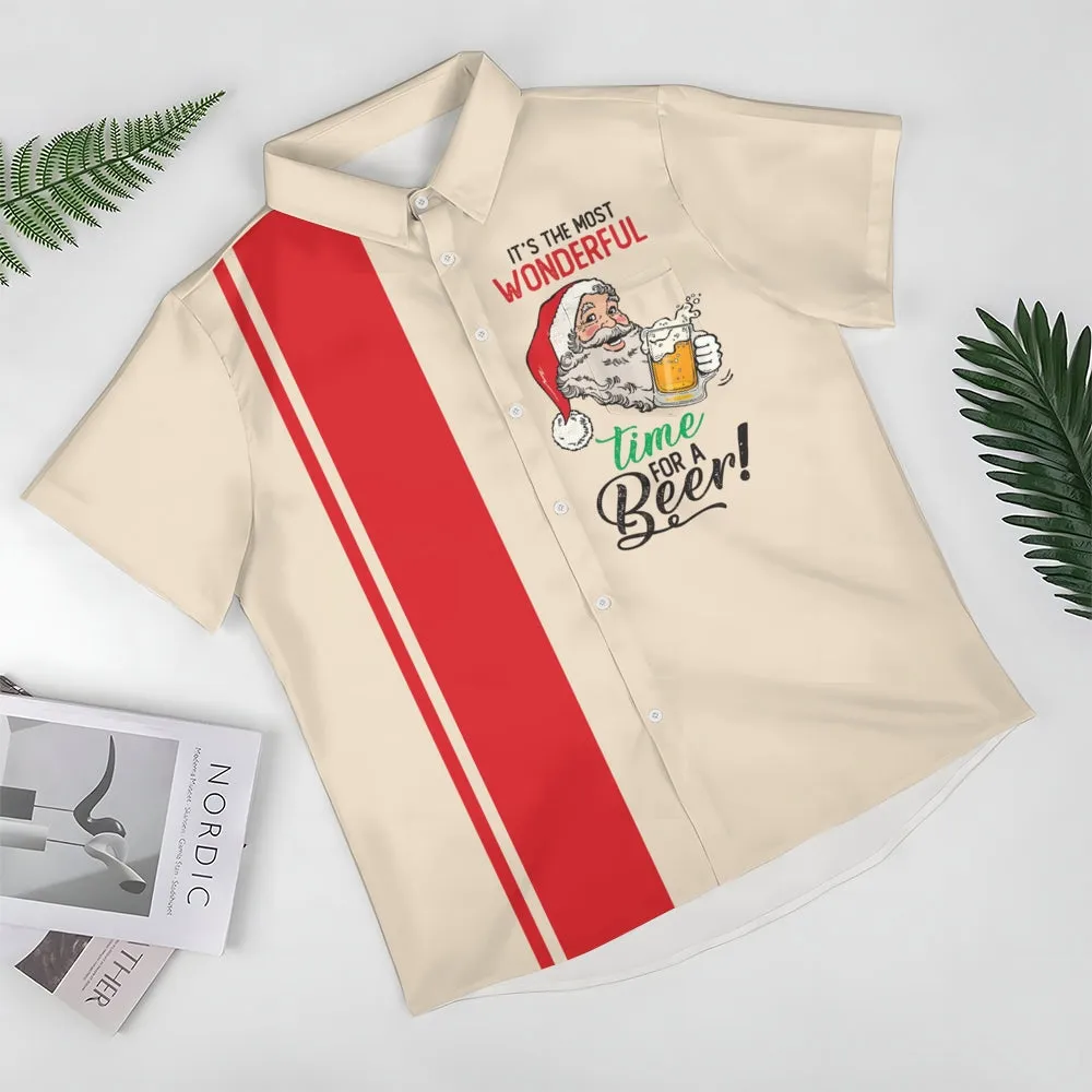 Christmas Beer Chest Pocket Short Sleeved Shirt 2310000254