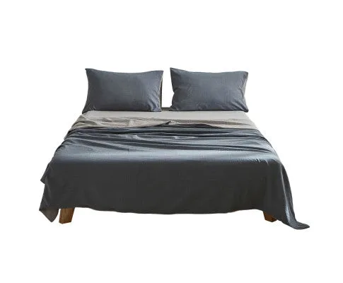 Cosy Club Sheet Set Cotton Sheets - Blue Dark Grey
