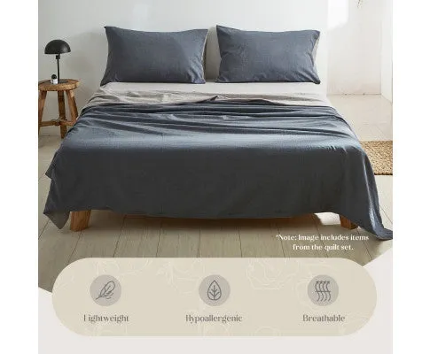 Cosy Club Sheet Set Cotton Sheets - Blue Dark Grey