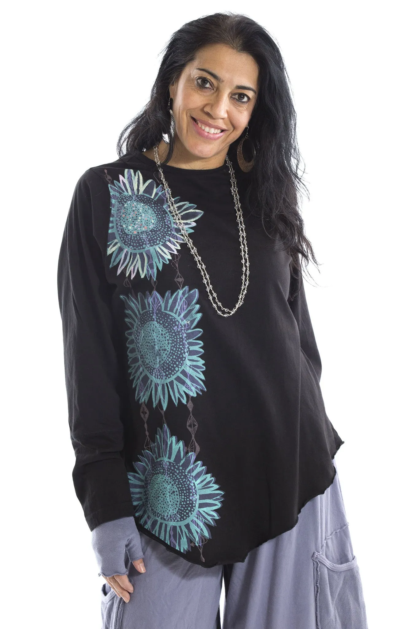 Crewneck Longsleeve Wedge Top Printed-Blue Fish Clothing
