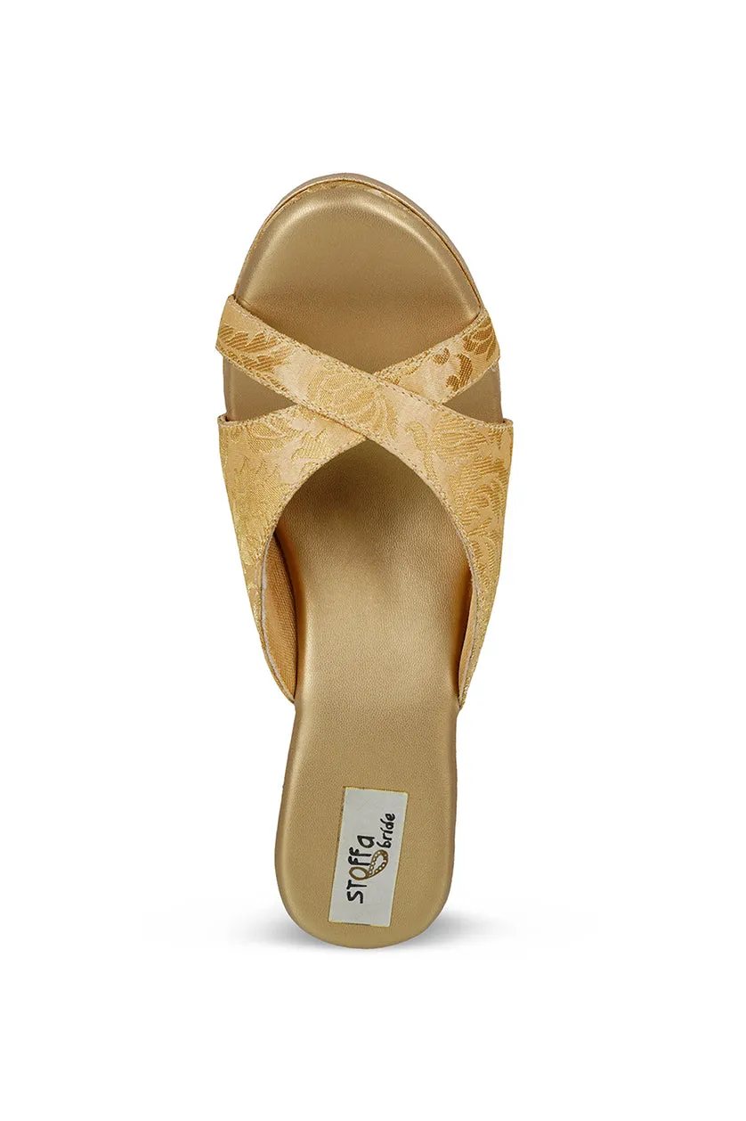 Cross Brocade Wedge Light Gold