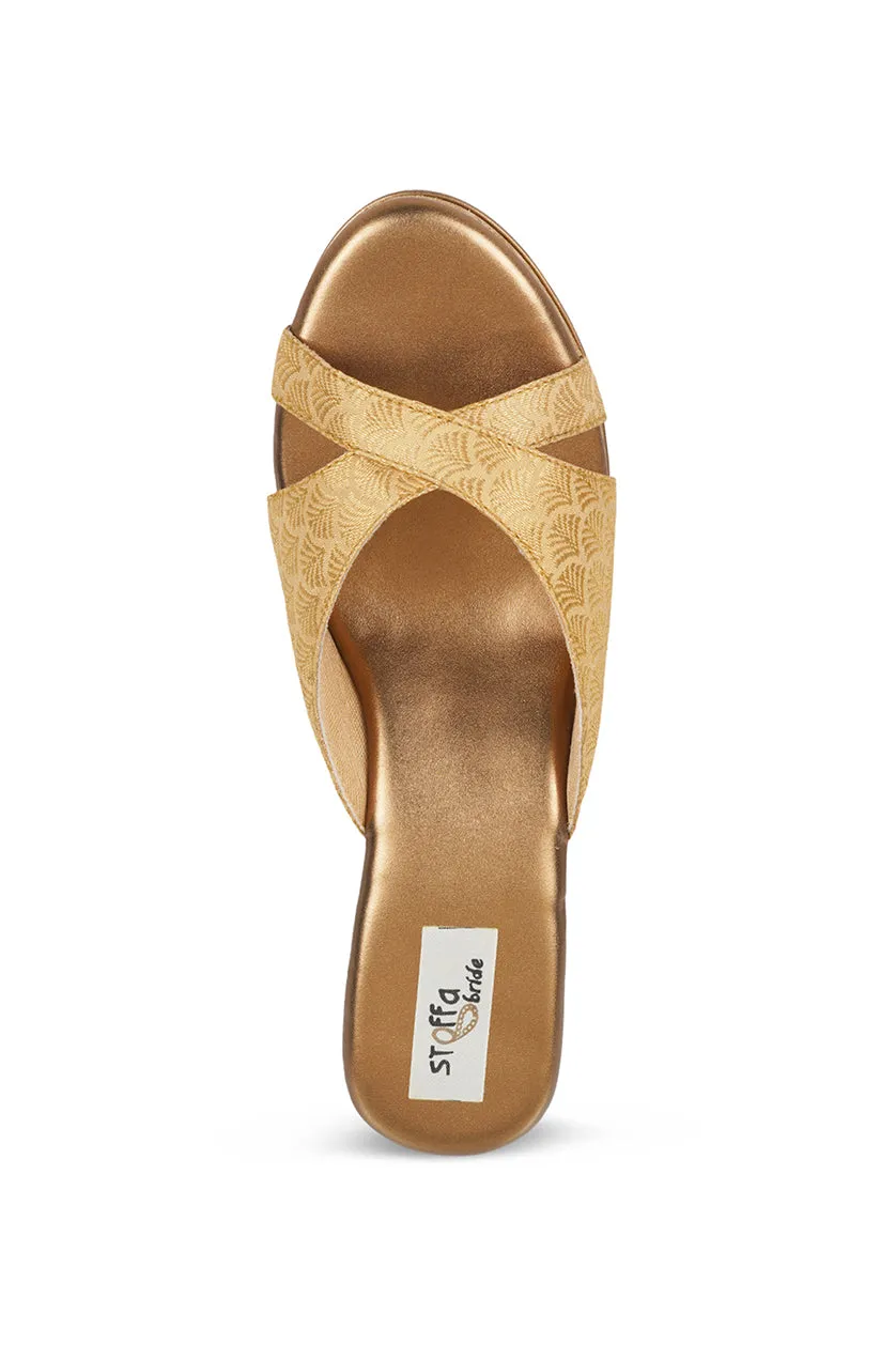 Cross Brocade Wedge Light Gold