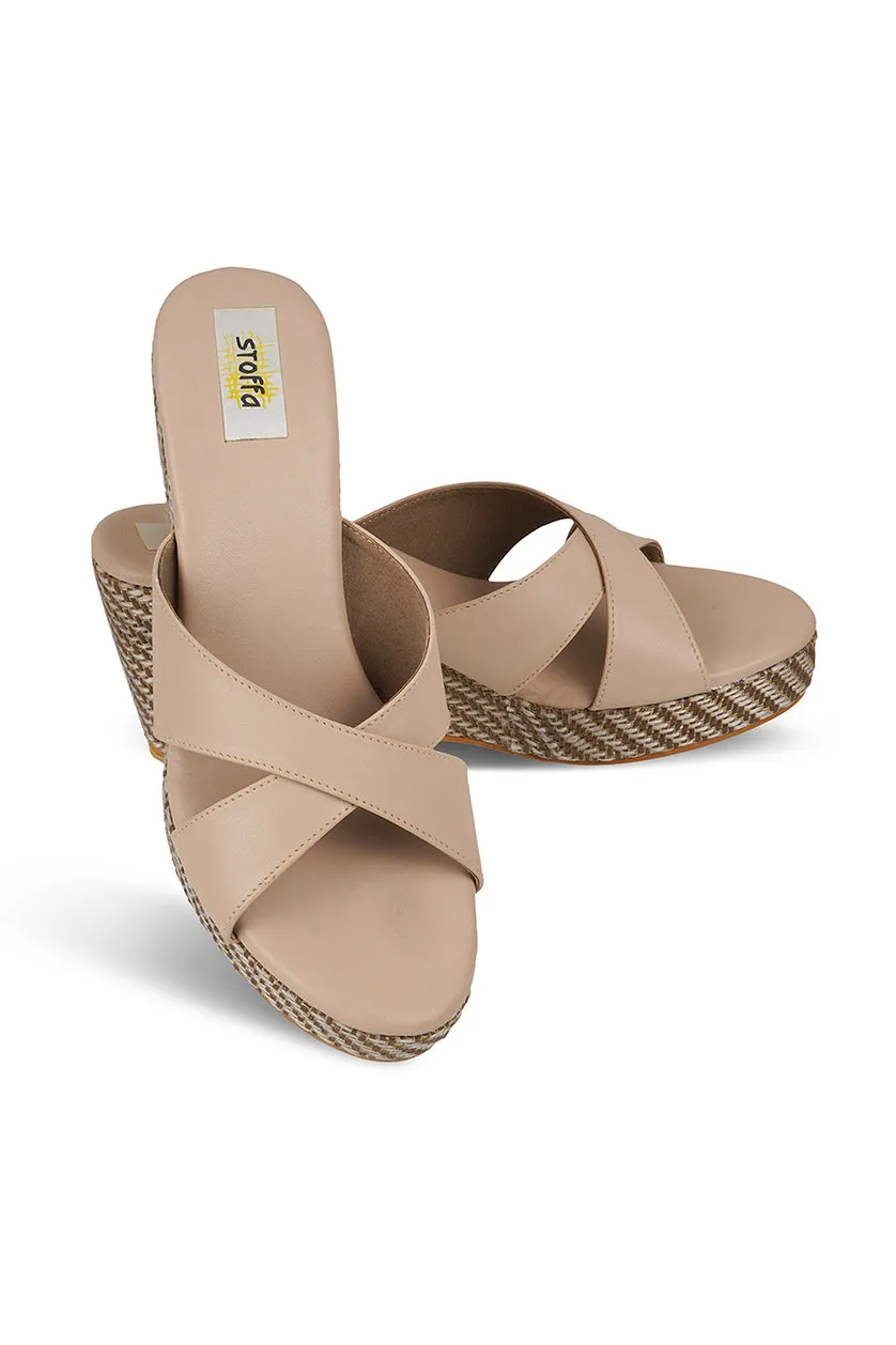 Cross Classic Black Jute High Wedge Black