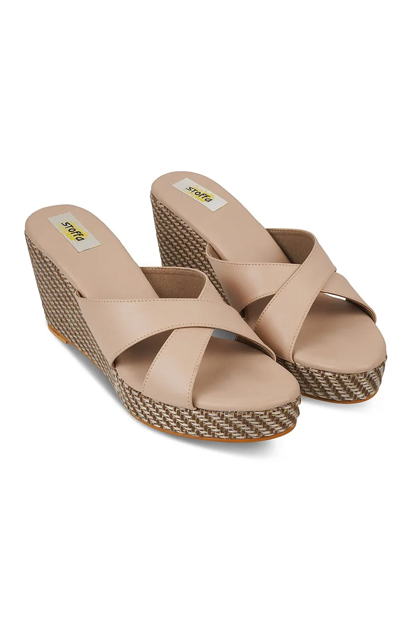 Cross Classic Black Jute High Wedge Black
