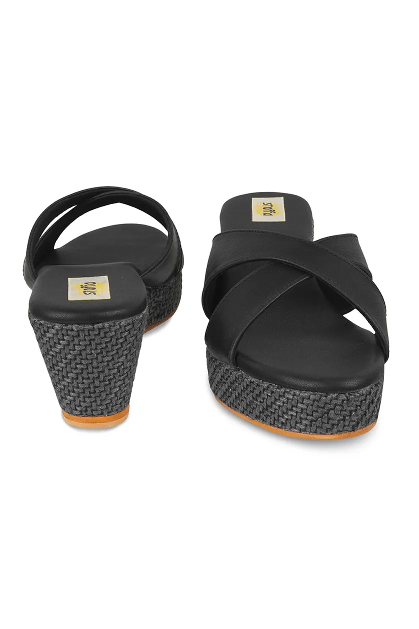 Cross Classic Black Jute Low Wedge