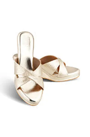 Cross Strap High K Wedge Gold